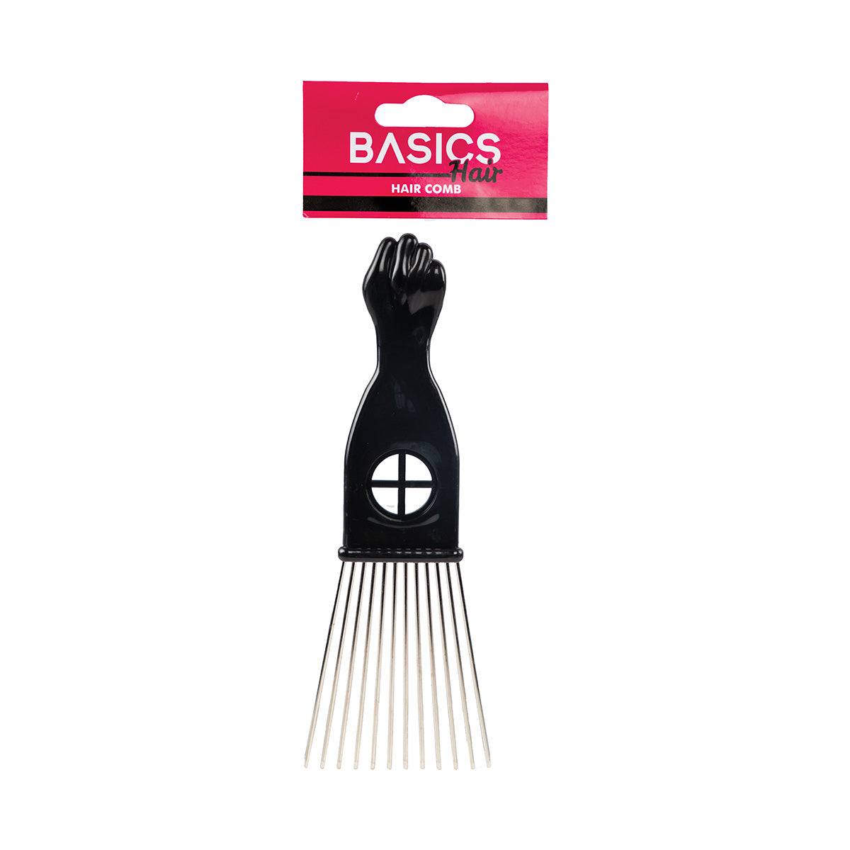 Basics Comb Afro Fist Handle Blk 6x1