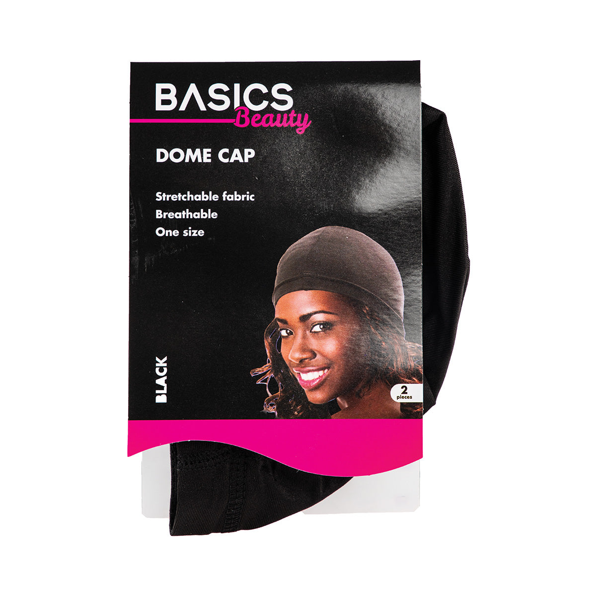 Basics Dome Cap Spandex Black 2pcs