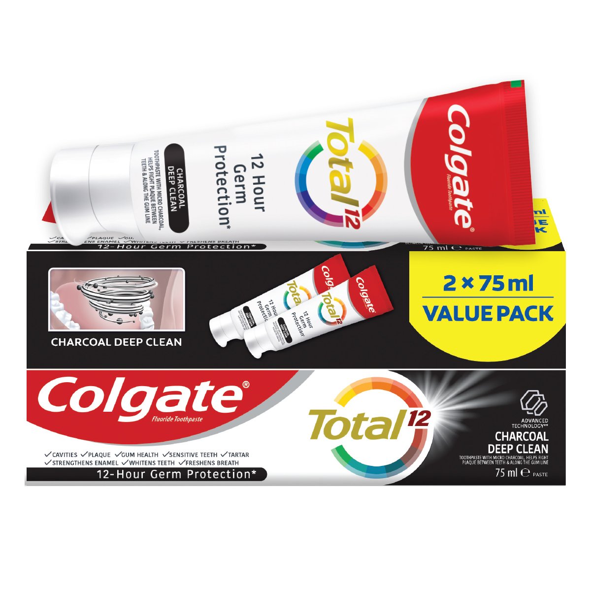 Colgate Tpaste 2x75ml Total Ccoal Vp