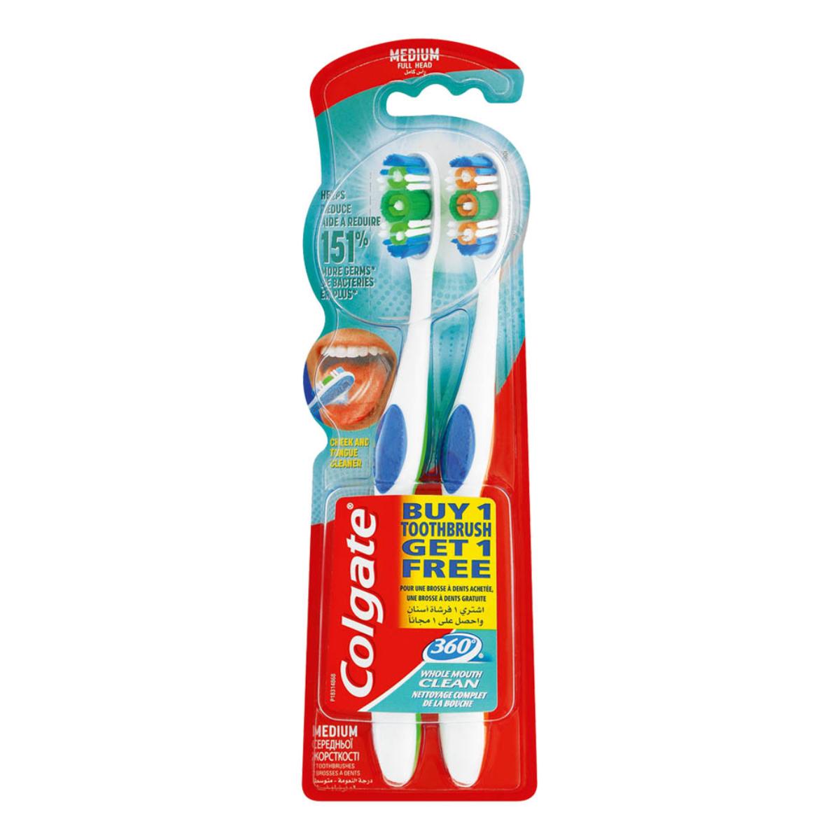 Colgate Tbrush 360 Twin Pack Med